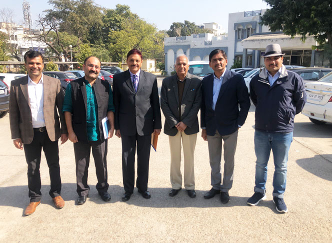 L to R -  Mr. Anuj Sharma, Col. Amardeep Singh (Retd.) ; Commander Banwari Lal (Retd.) ; Mr. Bhim Prakash Sharma, Programme Head, All India Radio, Jaipur ; Shri Rakesh Jain, Head of Office, All India 