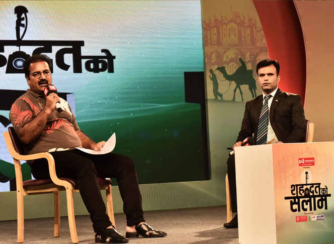 Mr. Pratap Singh Khachariyawas, Cabinet Minister, Sainik Kalyan Vibhag interacting with Mr. Anuj Sharma Founder, Braveheart Soldier Foundation during fund raising event 