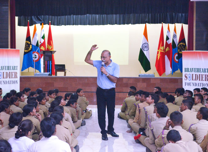 Col. Prabir Sengupta, VSM (Retd.) conducting awareness session with NCC cadets in Kolkata